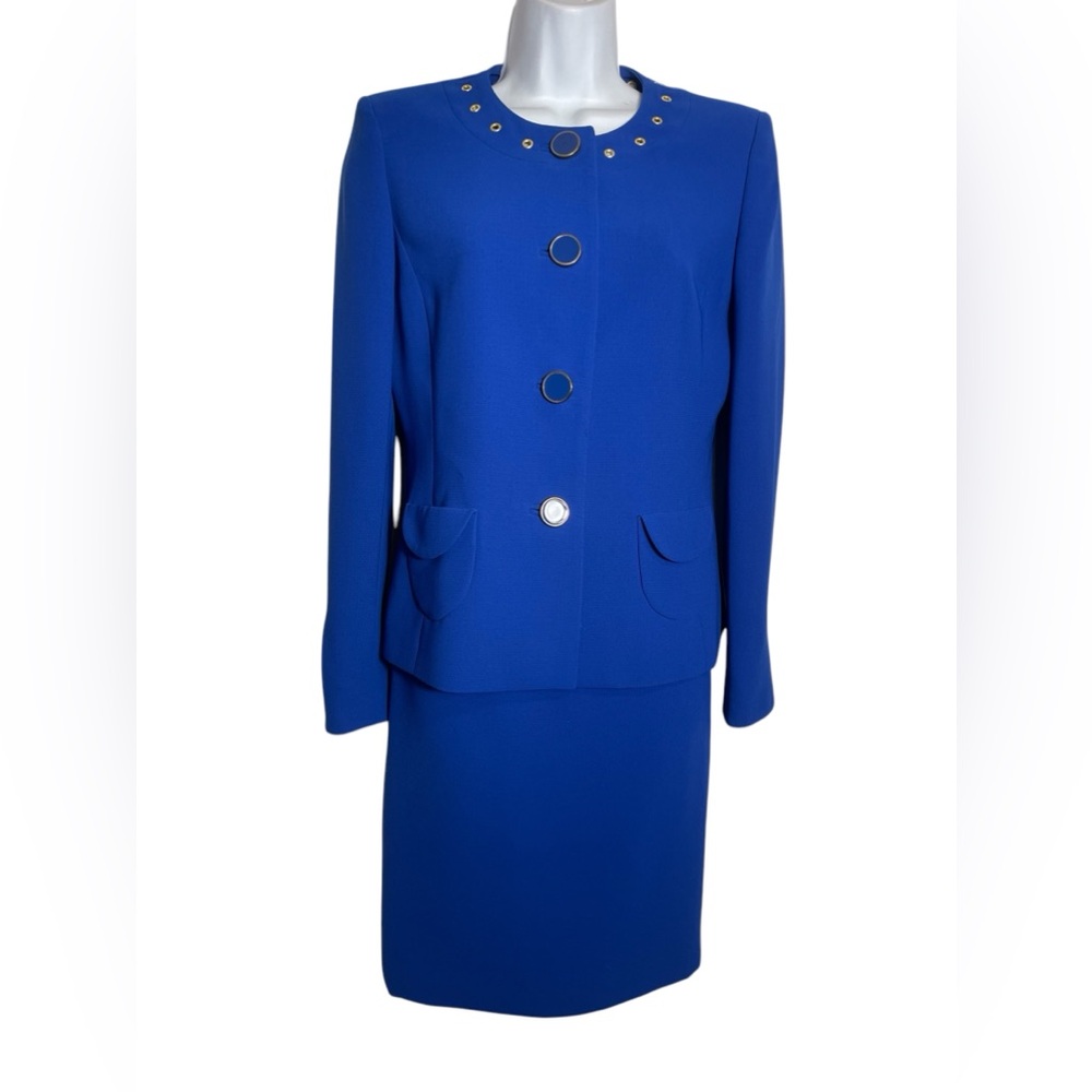 Kasper suit size 4 bright sapphire blue royal blue skirt suit PERFECT 💙💙